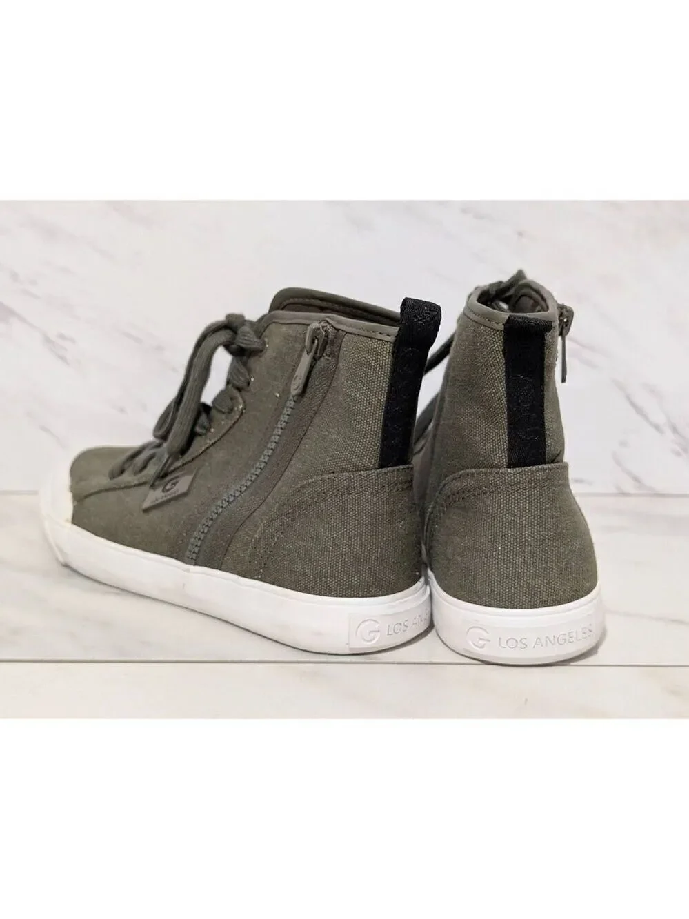GBG Los Angeles Women's Green Solid High-Top Lace-Up Side Zip Sneakers Shoe Size